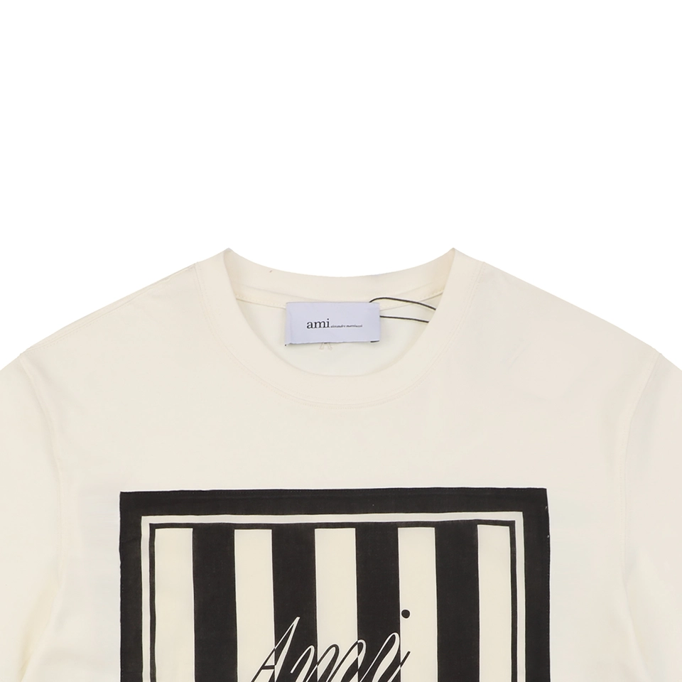 Ami Striped Frame Signature Graphic T-Shirt