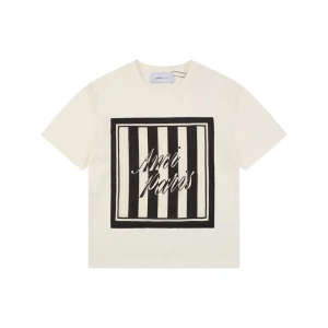 Ami Striped Frame Signature Graphic T-Shirt Front view
