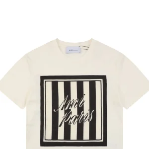 Ami Striped Frame Signature Graphic T-Shirt