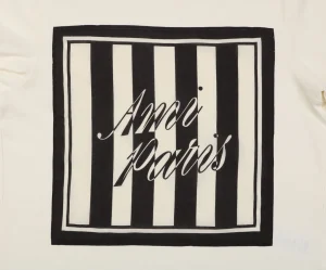 Ami Striped Frame Signature Graphic T-Shirt Front Print