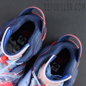Awake NY x Air Jordan 6 Retro “Midnight Navy Infrared” collar and lining detail featuring plush padding for enhanced comfort and support