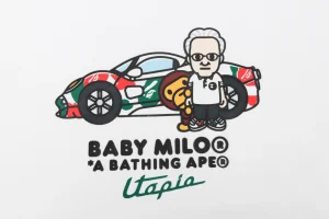 BAPE × Pagani BABY MILO Graphic T-Shirt White Front Print