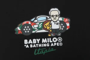 BAPE × Pagani BABY MILO Graphic T-Shirt Black Front Print