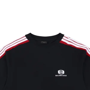 Balenciaga Double Ring Contrast Stripe T-Shirt Black