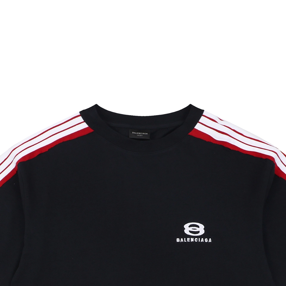 Balenciaga Double Ring Contrast Stripe T-Shirt Black