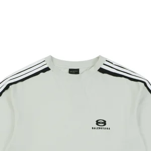 Balenciaga Double Ring Contrast Stripe T-Shirt Grey