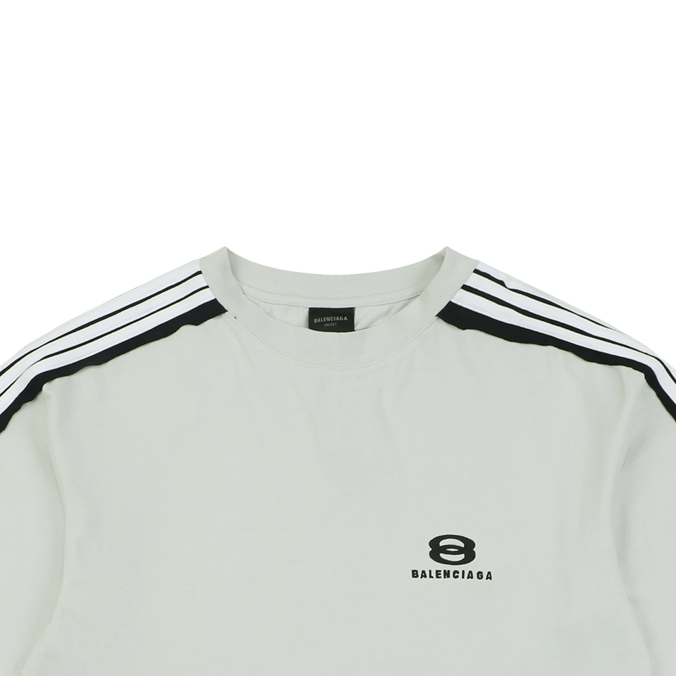 Balenciaga Double Ring Contrast Stripe T-Shirt Grey