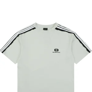 Balenciaga Double Ring Contrast Stripe T-Shirt Grey