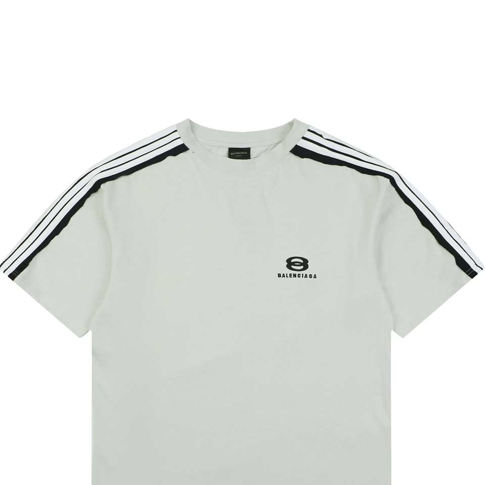 Balenciaga Double Ring Contrast Stripe T-Shirt Grey
