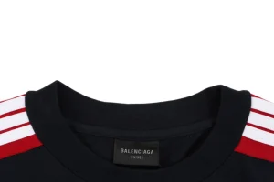 Balenciaga Double Ring Contrast Stripe T-Shirt Black Collar