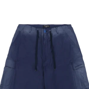 Balenciaga Faded French Workwear Cargo Drawstring Shorts