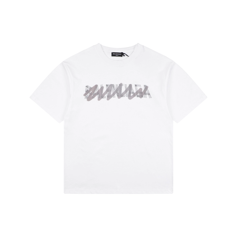 Balenciaga Graffiti Overlay Logo T-Shirt White Front view