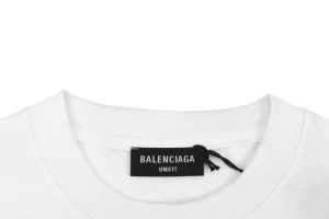 Balenciaga Graffiti Overlay Logo T-Shirt White Collar