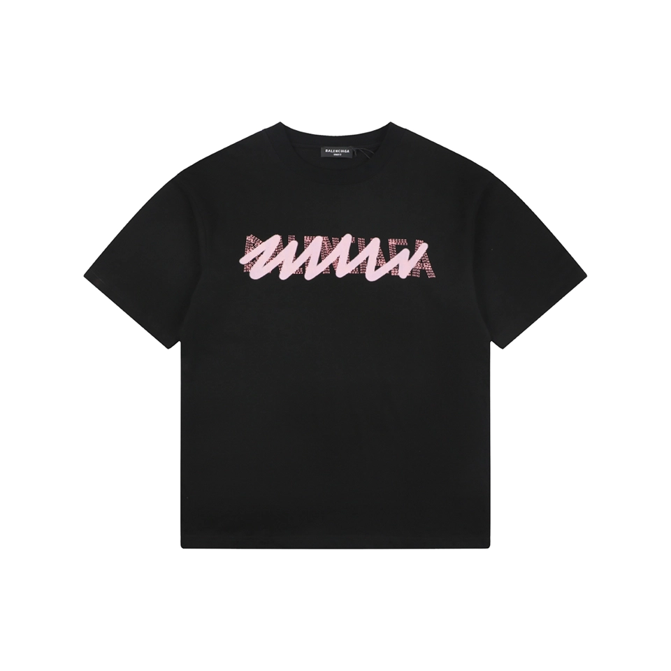 Balenciaga Graffiti Overlay Logo T-Shirt Black Front view