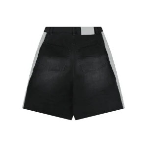 Balenciaga Grey Side-Piping Denim Shorts Back view