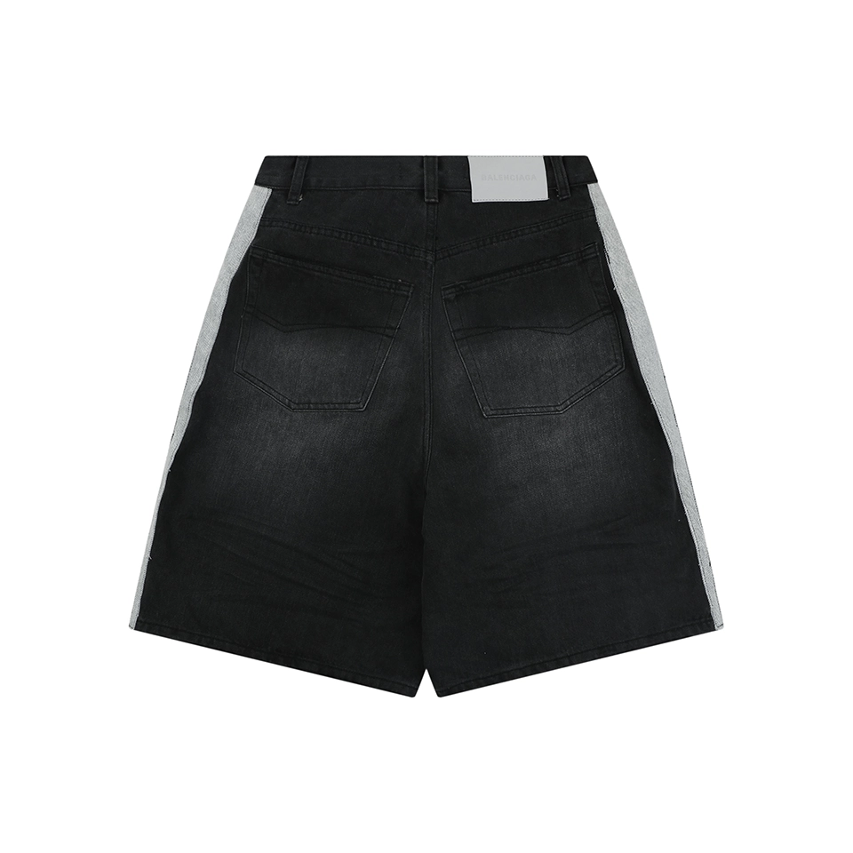Balenciaga Grey Side-Piping Denim Shorts Back view