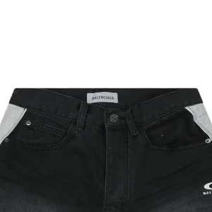 Balenciaga Grey Side-Piping Denim Shorts