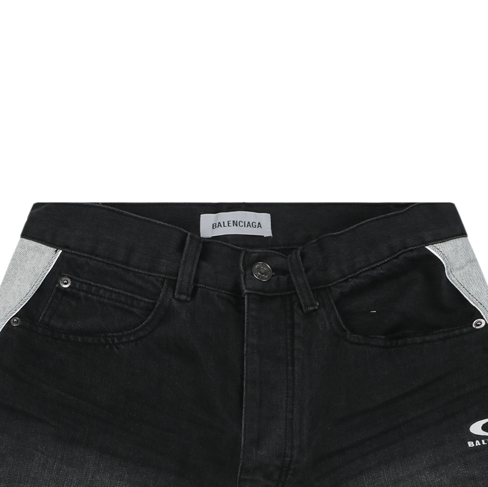 Balenciaga Grey Side-Piping Denim Shorts