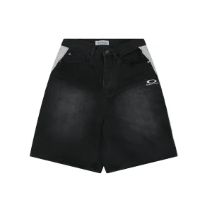 Balenciaga Grey Side-Piping Denim Shorts Front view