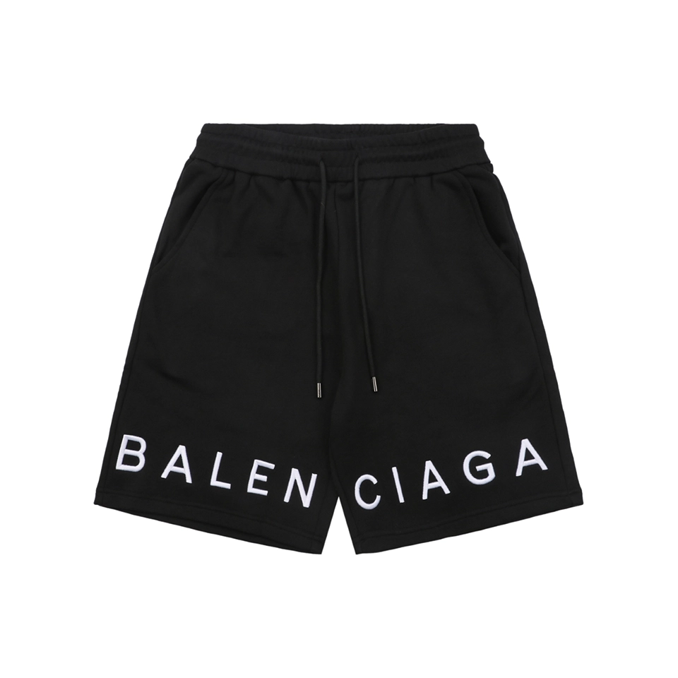 Balenciaga Hem Logo Embroidered Sweat Shorts Front view