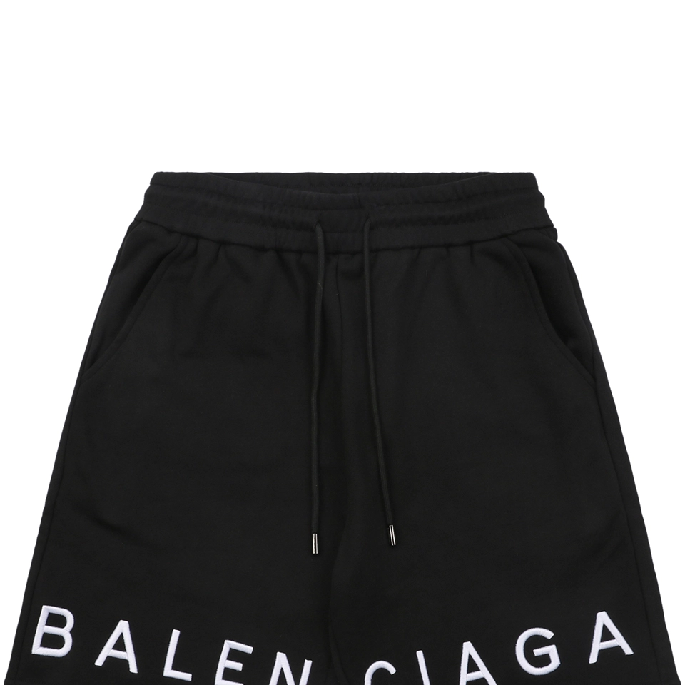 Balenciaga Hem Logo Embroidered Sweat Shorts