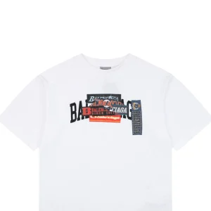 Balenciaga Layered Sticker Print T-Shirt White