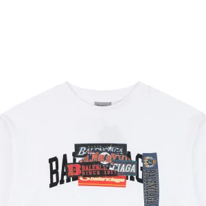 Balenciaga Layered Sticker Print T-Shirt White
