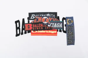 Balenciaga Layered Sticker Print T-Shirt White Front view