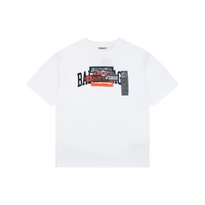 Balenciaga Layered Sticker Print T-Shirt White Front view