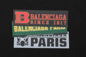 Balenciaga Layered Sticker Print T-Shirt Black Back Print