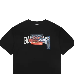 Balenciaga Layered Sticker Print T-Shirt Black