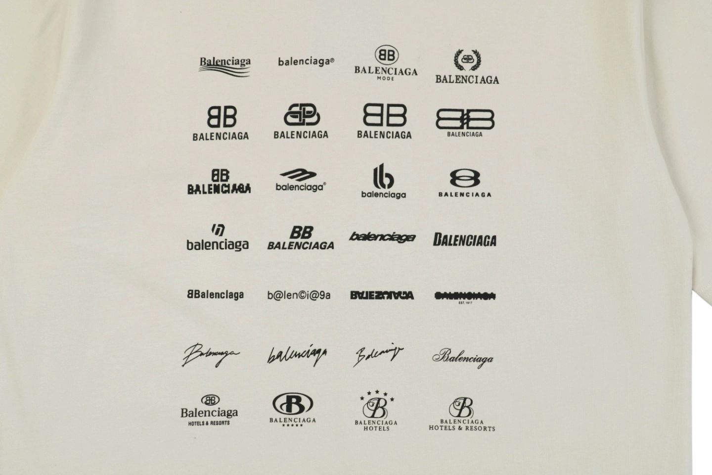 Balenciaga Multi-Logo Print T-Shirt Grey Front Print