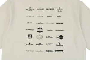 Balenciaga Multi-Logo Print T-Shirt Grey Back Print