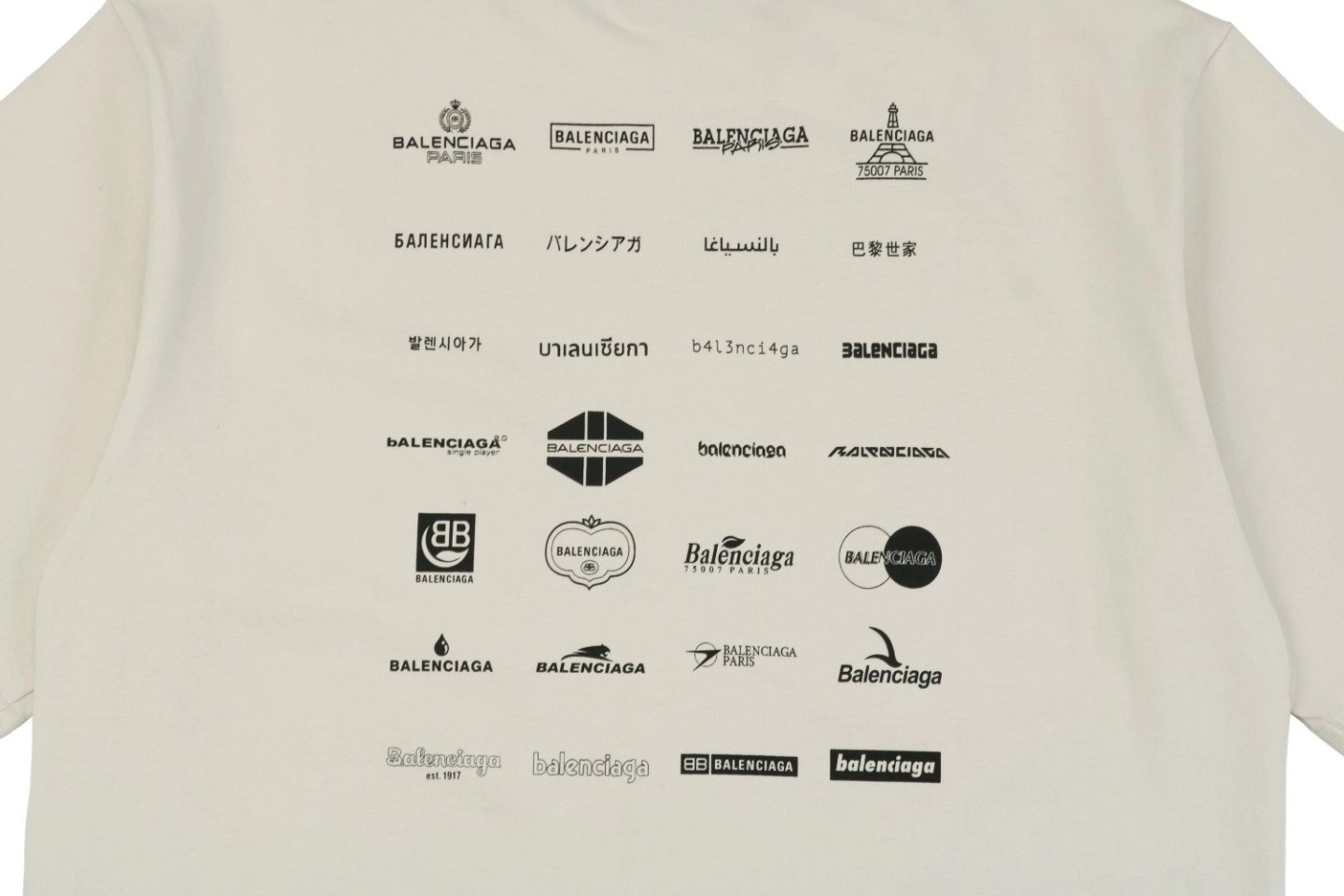 Balenciaga Multi-Logo Print T-Shirt Grey Back Print