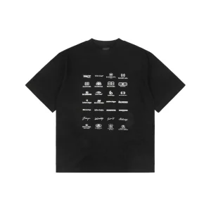 Balenciaga Multi-Logo Print T-Shirt Black Front view