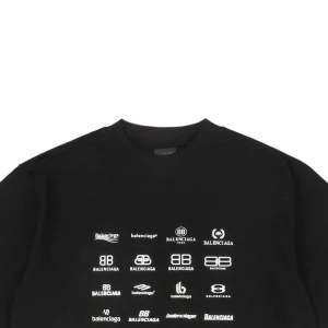 Balenciaga Multi-Logo Print T-Shirt Black
