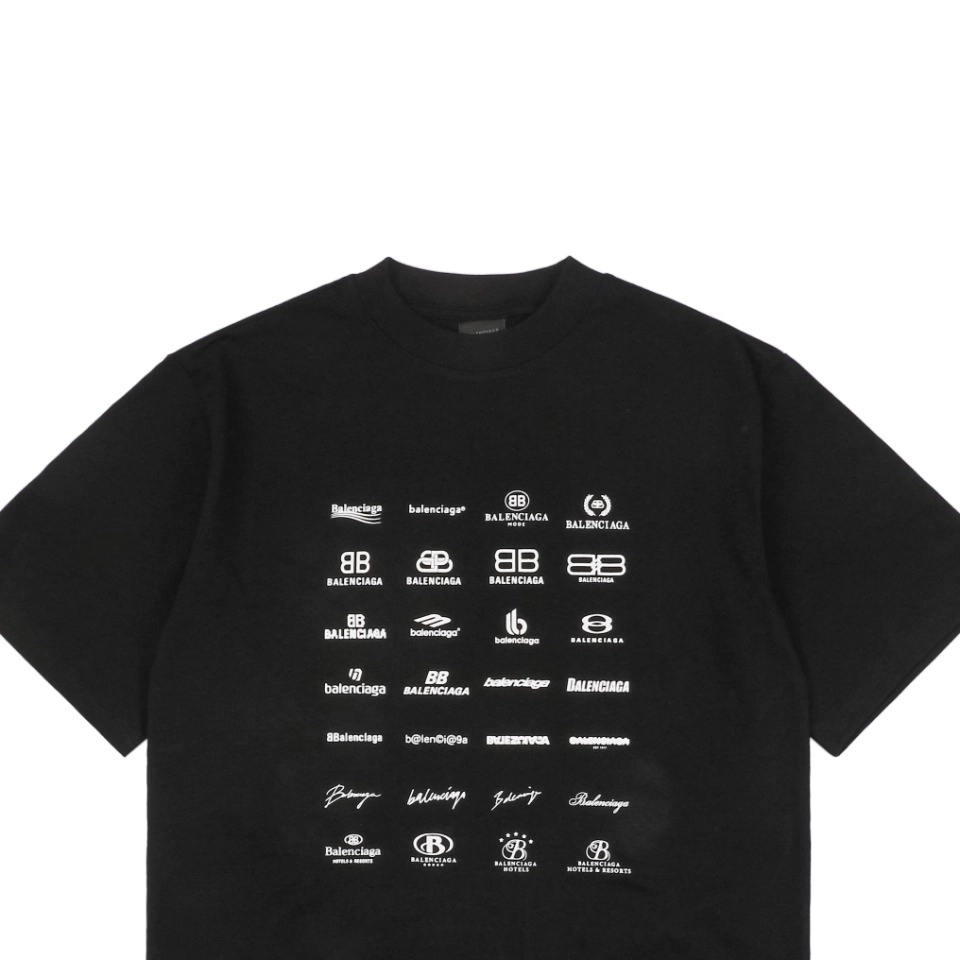 Balenciaga Multi-Logo Print T-Shirt Black