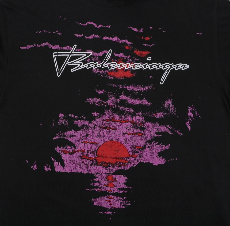 Balenciaga Sunset Distressed Graphic T-Shirt Front Print