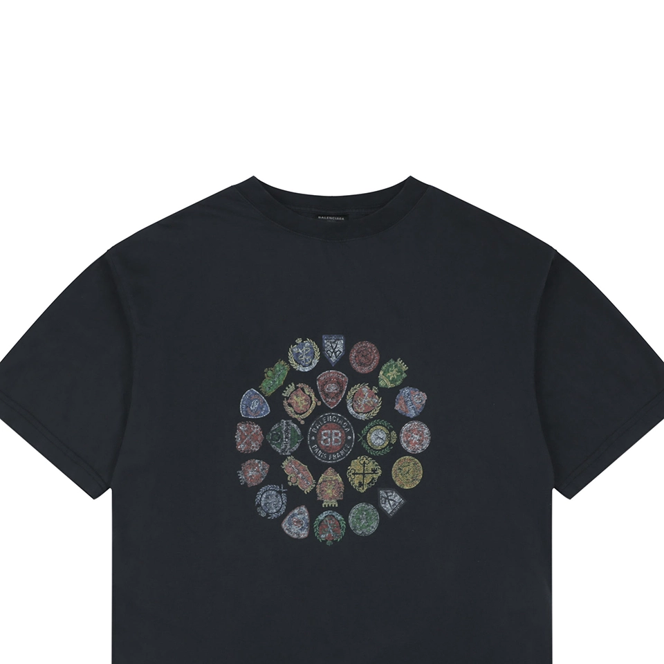 Balenciaga Vintage Crest Print T-Shirt