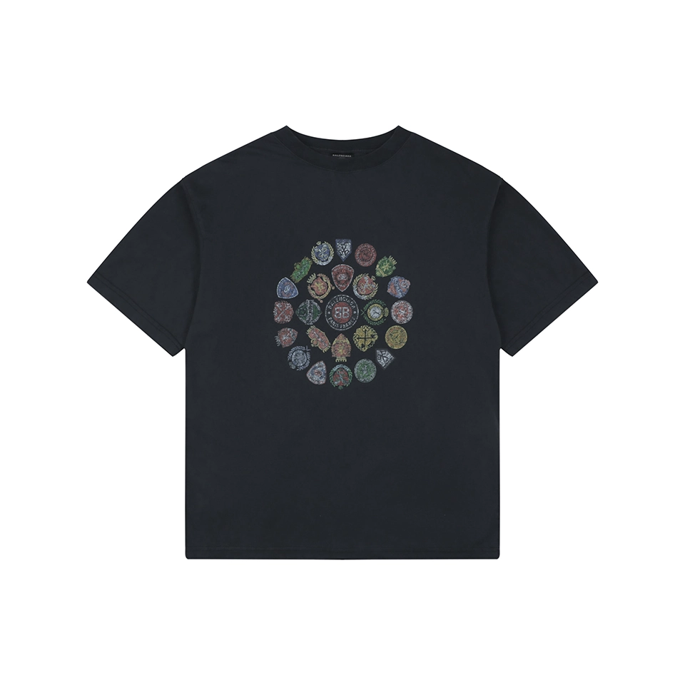 Balenciaga Vintage Crest Print T-Shirt Front view