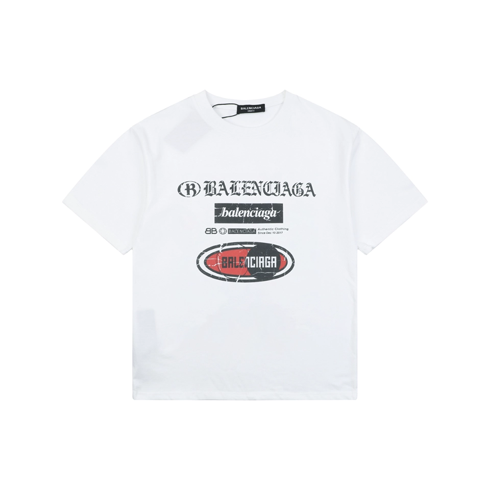 Balenciaga Vintage Multi Logo Graphic T-Shirt Front view