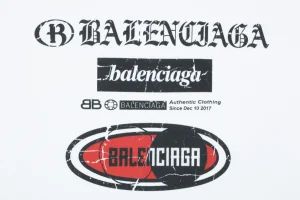 Balenciaga Vintage Multi Logo Graphic T-Shirt Front Print