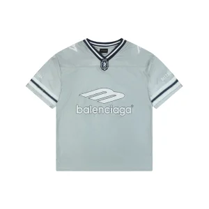 Balenciaga Woven Collar Racing Jersey T-Shirt Grey Front view