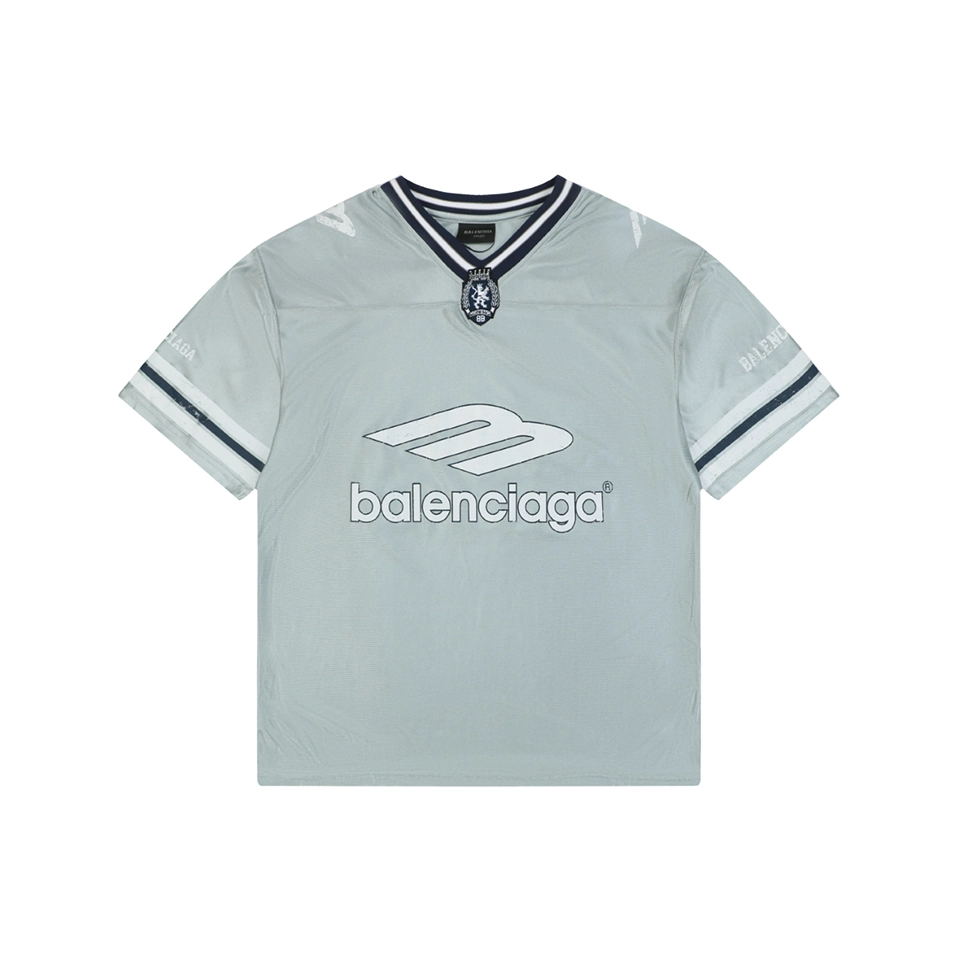 Balenciaga Woven Collar Racing Jersey T-Shirt Grey Front view