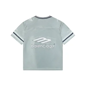 Balenciaga Woven Collar Racing Jersey T-Shirt Grey Back view