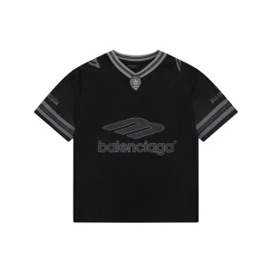 Balenciaga Woven Collar Racing Jersey T-Shirt Black Front view