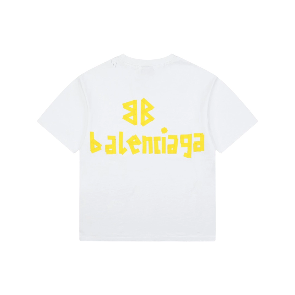 Balenciaga Yellow Tape Logo Oversized T-Shirt Back view