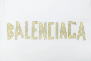 Balenciaga Yellow Tape Logo Oversized T-Shirt Front Brand Print