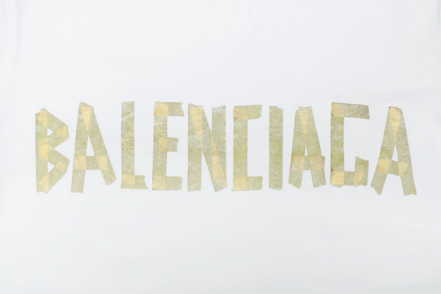 Balenciaga Yellow Tape Logo Oversized T-Shirt Front Brand Print