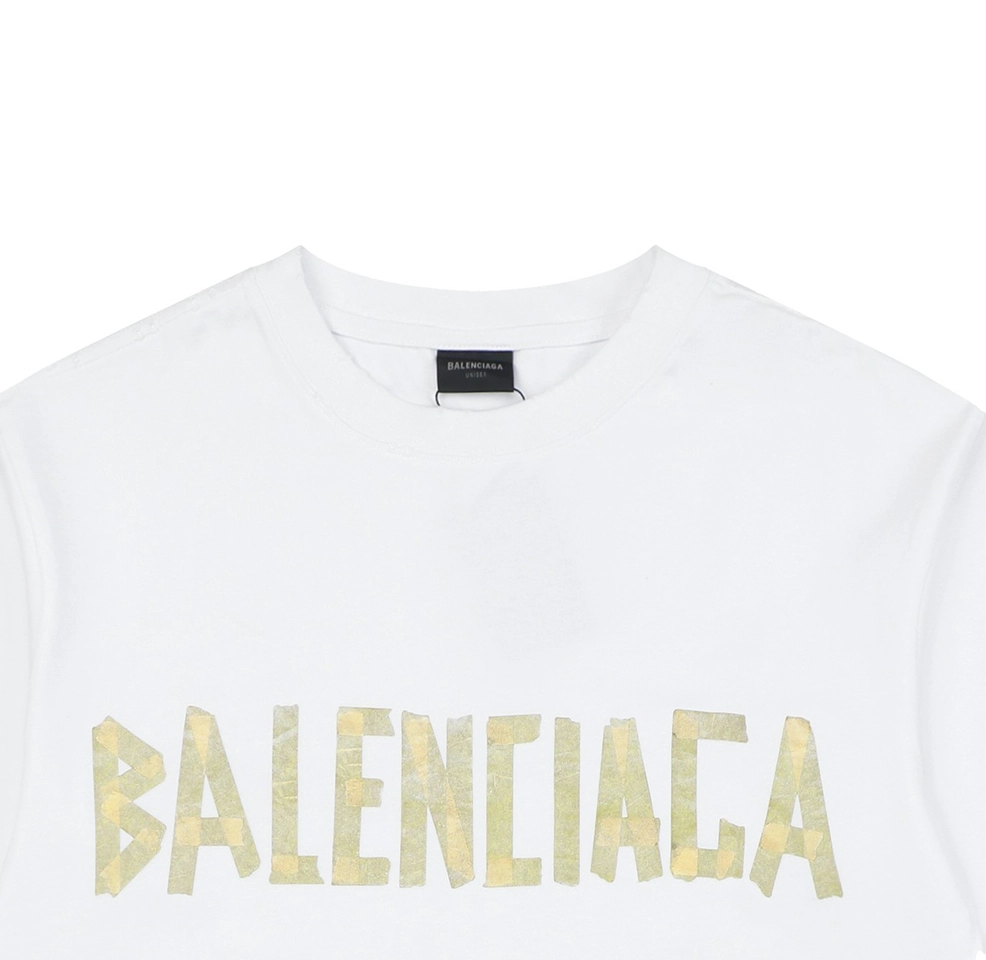 Balenciaga Yellow Tape Logo Oversized T-Shirt